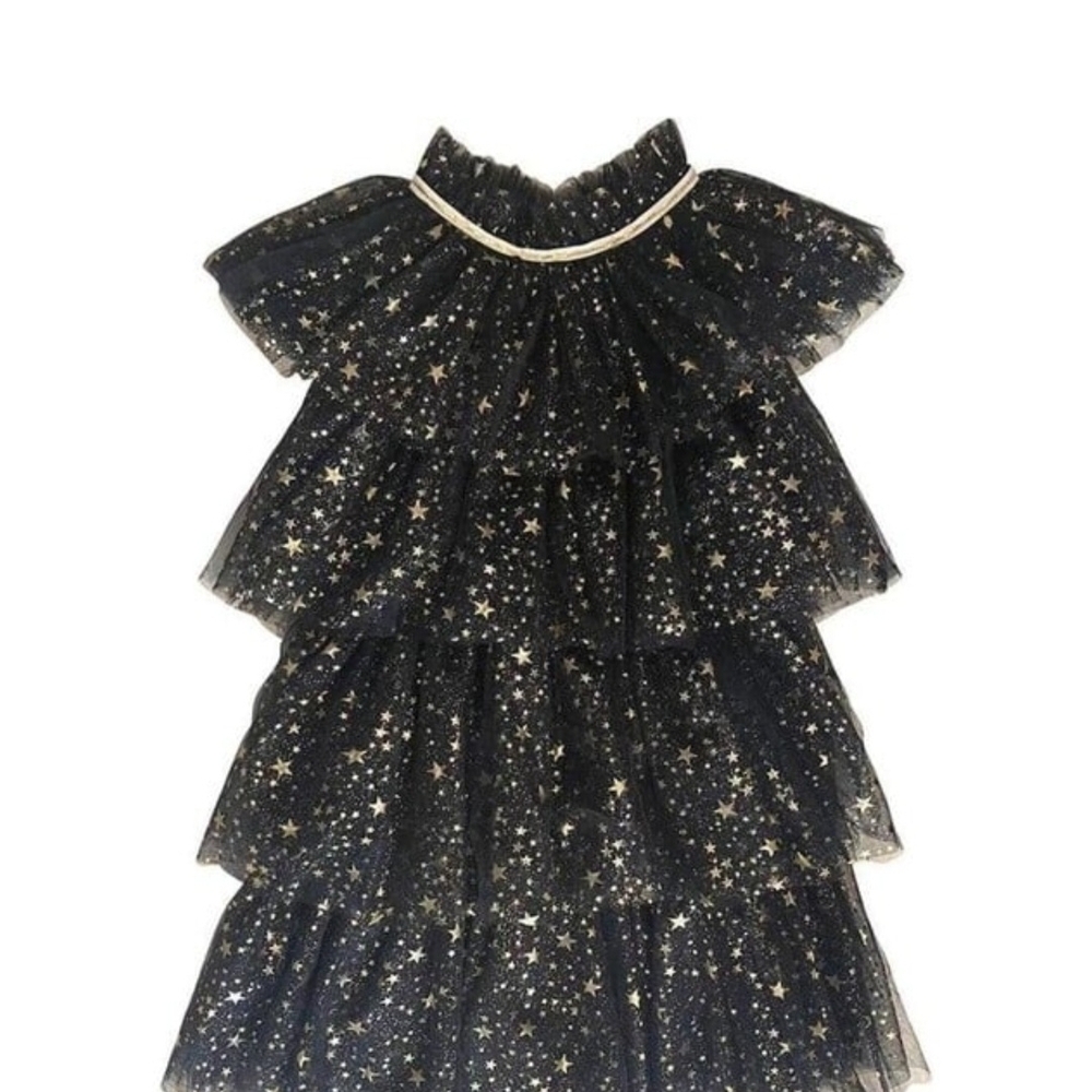 Black Starry Tiered Dress